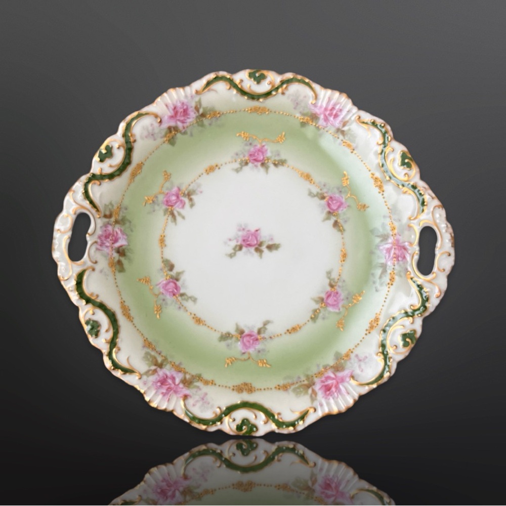 Coronet/George Borgfeldt Charger - Pink Roses with gold accents.